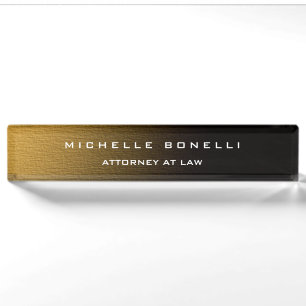 Plain Unique Special Gold Colour Background Lawyer Nameplate