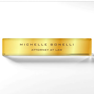 Plain Unique Special Gold Colour Background Lawyer Nameplate