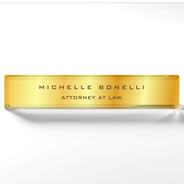 Plain Unique Special Gold Colour Background Lawyer Nameplate (Front)