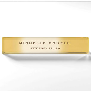 Plain Unique Special Gold Colour Background Lawyer Nameplate