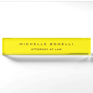 Plain Unique Special Yellow Colour Lawyer Nameplate