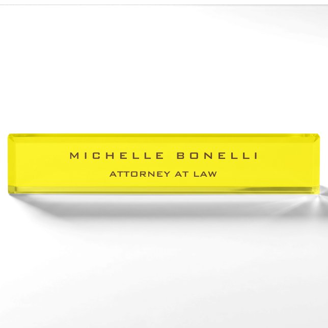 Plain Unique Special Yellow Colour Lawyer Nameplate (Front)