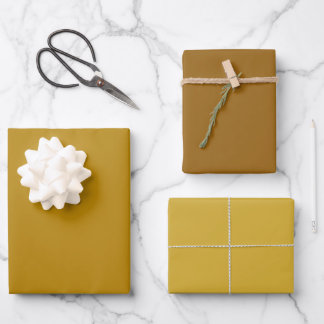 Plain Warm Amber Gold Colour Shade Tone 3 Wrapping Paper Sheet