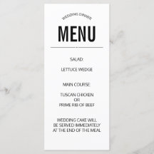 plain wedding menu custom template simple black