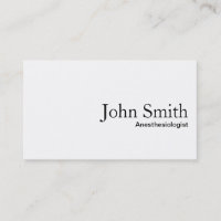 Plain White Anesthesiologist Business Card