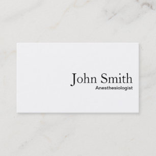 Plain White Anesthesiologist Business Card