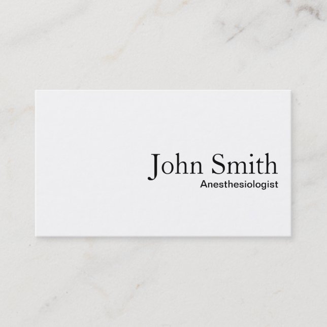 Plain White Anesthesiologist Business Card (Front)