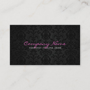 Plain White & Black Vintage Floral Damasks 2 Business Card