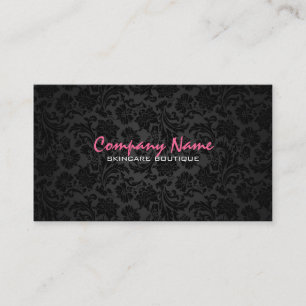 Plain White & Black Vintage Floral Damasks Business Card