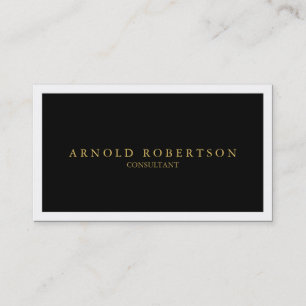 Plain White Border Black Colour Gold Business Card