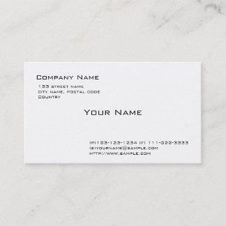 plain white business card