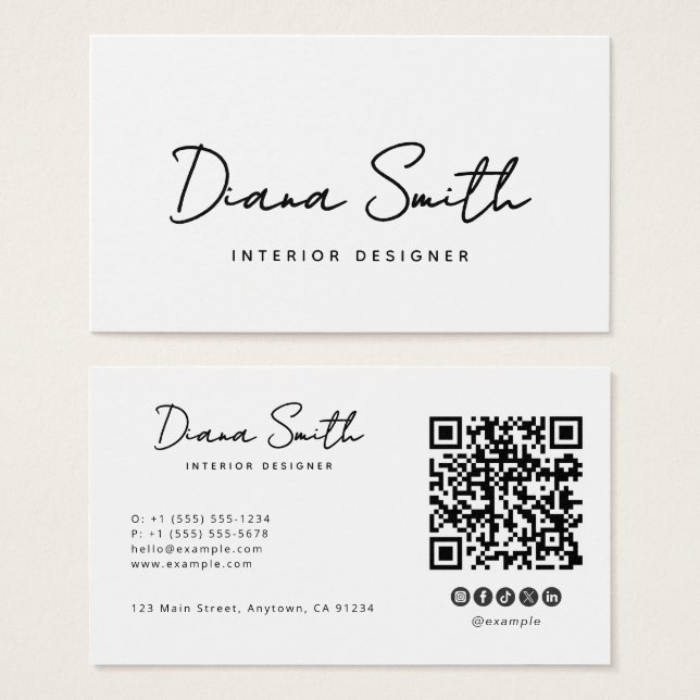Plain White Clean Modern Minimalist Business Card (Front & Back)