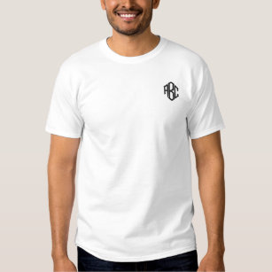 Plain White Embroidered Mens Monogram Template Embroidered T-Shirt