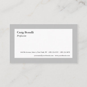 Plain White Grey Minimalist Modern Professional Business Card