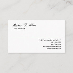 Plain White Modern Minimalist Professional Business Card
