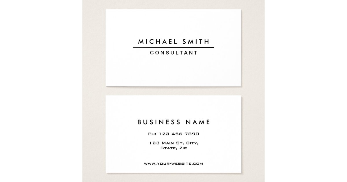 Plain White Professional Elegant Modern Simple Business Card | Zazzle