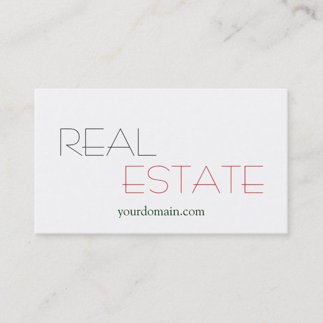 Plain White Real Estate Agent Trendy Business Card (Front)