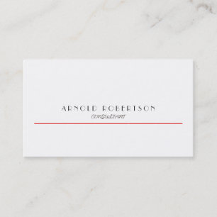 Plain White Red Trendy Professional Business Card