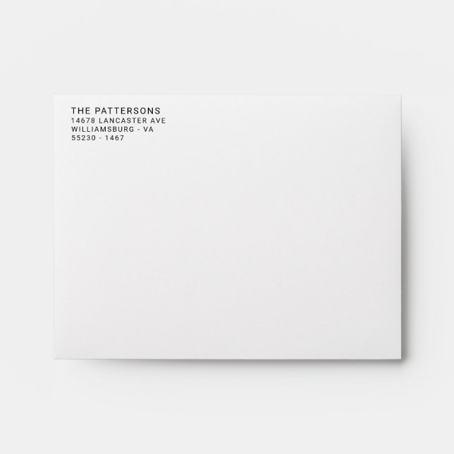 Plain White Return Address Left Aligned Envelope (Front)