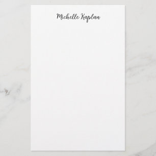 Plain White Simple Modern Name Edit Calligraphy Stationery