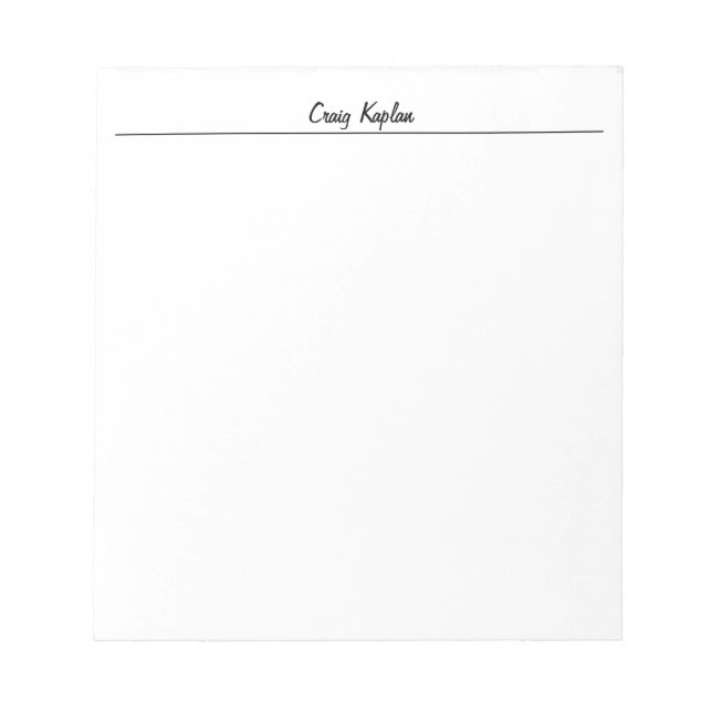Plain White Simple Modern Your Name Edit Notepad (Front)