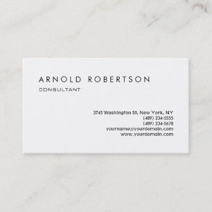 Plain White Stylish Professional Business Card