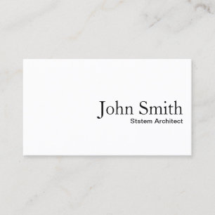 Plain White System Architect Business Card