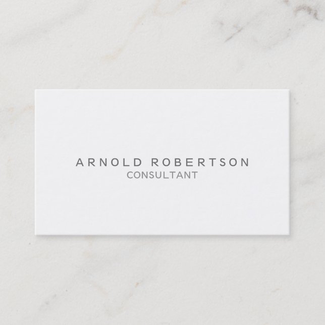 Plain White Trendy Professional Business Card (Front)