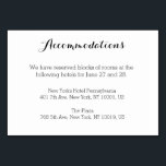 Plain White Wedding Accommodation Cards<br><div class="desc">Plain wedding accommodation cards with custom black text printed on white background</div>