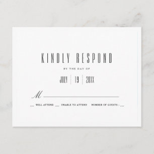 Plain White   Wedding Invitation RSVP