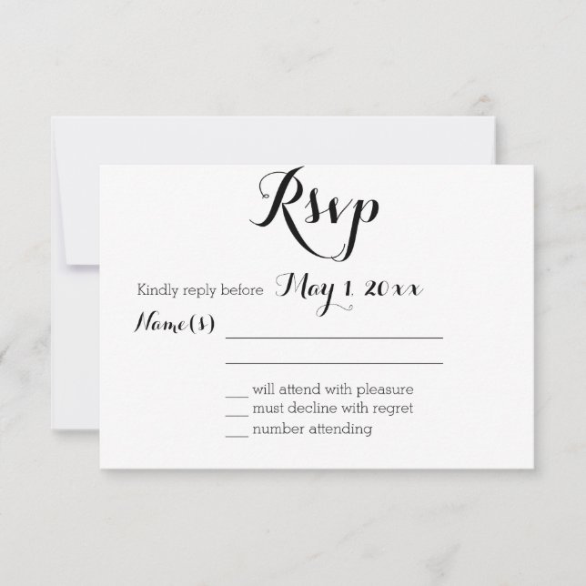 Plain White Wedding RSVP Cards (Front)
