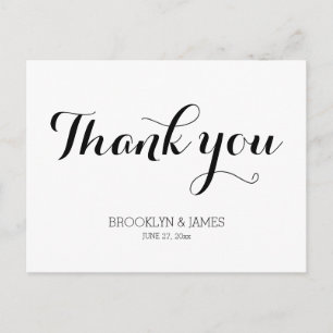 Plain White Wedding Thank You Postcard