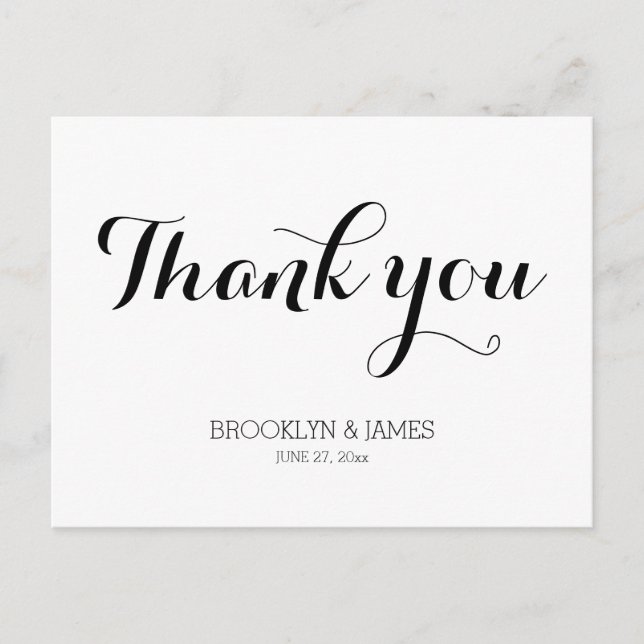 Plain White Wedding Thank You Postcard (Front)