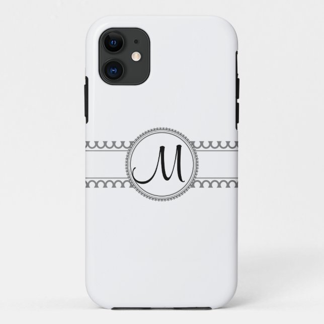 Plain White With Monogram Case-Mate iPhone Case (Back)