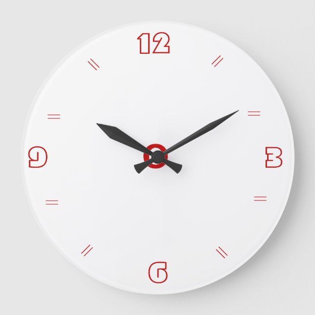 Plain White with Red > Plain Kitchen Clocks (Front)
