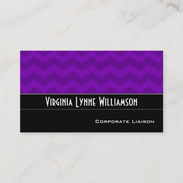 Plaine violet Chevron Cartes de visite modernes (Devant)