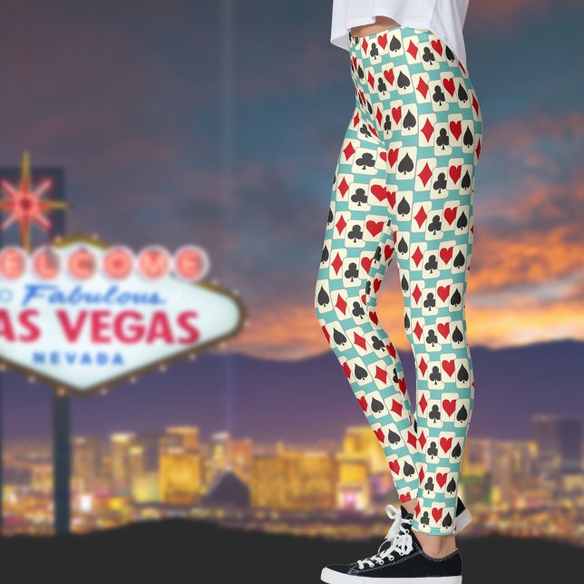 Plaisir Jouer Cartes Quartet Sur Aqua Leggings (Créateur téléchargé)