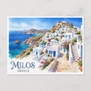 Plaka, Milos Greece Postcard
