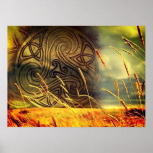 Plakat, Poster, celtic Triskele, Natur, Feld, Gras Poster