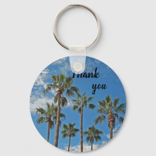 Plam Trees Against Bright Blue Sky Thank You Keychain