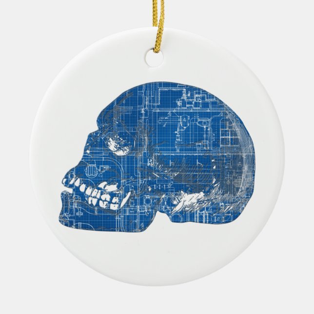 Plan A Head Humourous Blueprint Ceramic Ornament (Front)