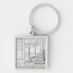 Plan and View of the Blue Mosque (1609-16), built Keychain