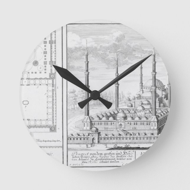 Plan and View of the Blue Mosque (1609-16), built Round Clock (Front)