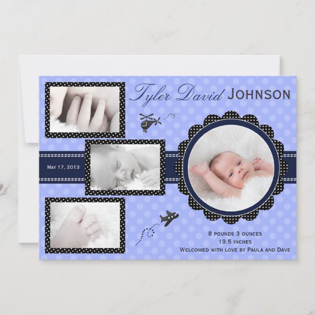 Plan Baby Boy Photo Faire-part de naissance (Devant)