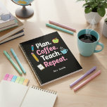 Plan. Coffee. Teach. Repeat. Funny Teacher Weekly  Planner<br><div class="desc">For teachers, the daily routine often looks like this: Plan. Coffee. Teach. Repeat. This playful teacher weekly planner celebrates the real rhythm of classroom life with a cheerful design that brings a little humor and personality to your planning routine. The cover features bold, playful typography paired with charming classroom doodles...</div>