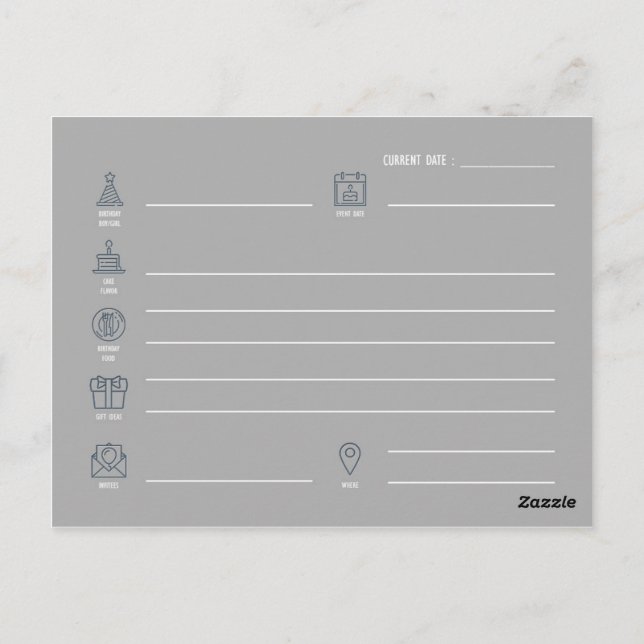 Plan d'anniversaire : Carte postale (Dos)