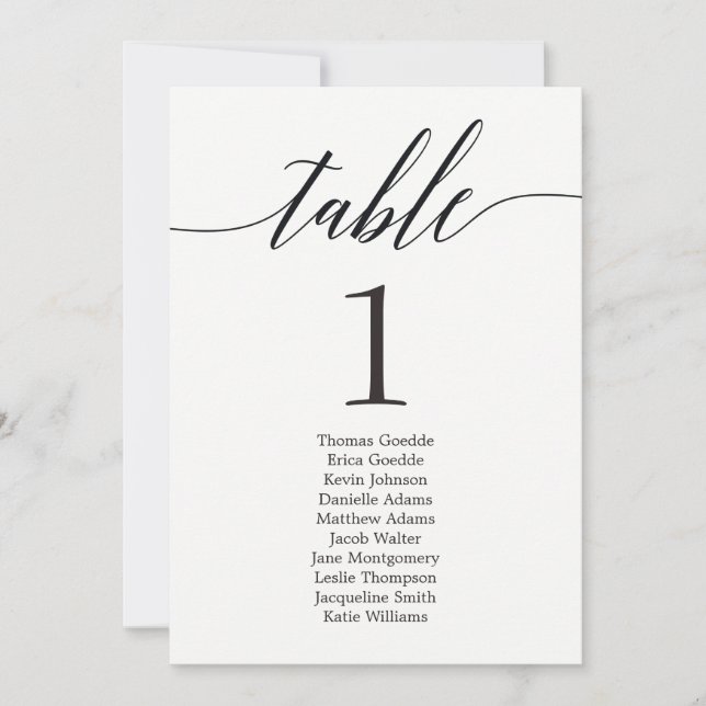 Plan d'assise Carte de table individuelle Script m (Devant)