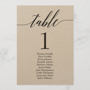 Plan d'assise Carte de table individuelle Script m