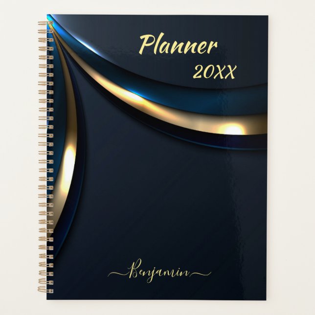 Plan de courbe en or bleu marine pour hommes (Devant)