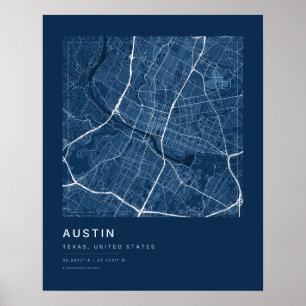 Plan de la ville d'Austin TX — Impression de carte